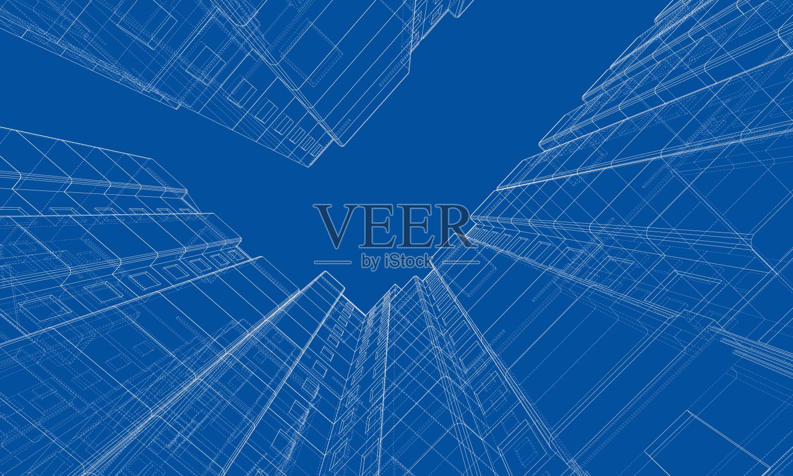 建筑的矢量线框模型插画图片素材