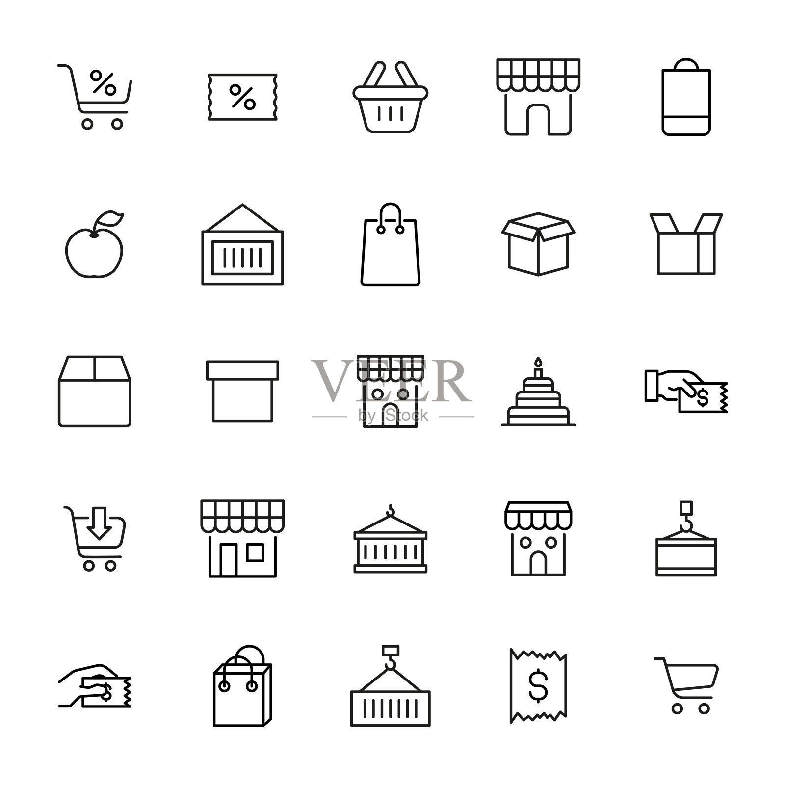 描边线条图标集零售。图标素材