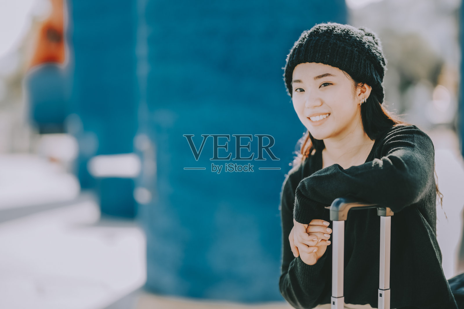 一位年轻的亚洲华人女孩在东南亚的马来西亚槟城旅游照片摄影图片