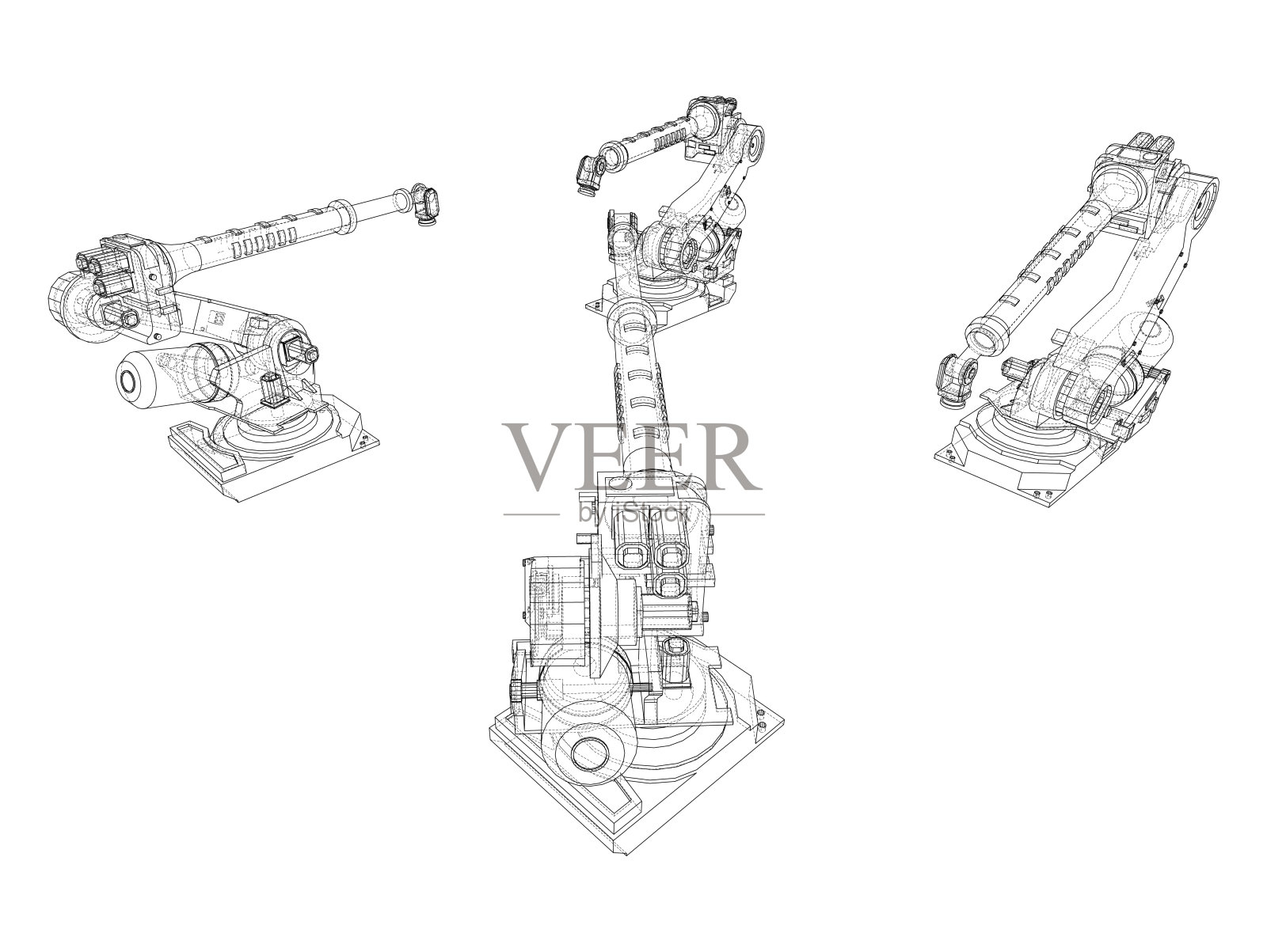 一个工业机器人操纵器插画图片素材