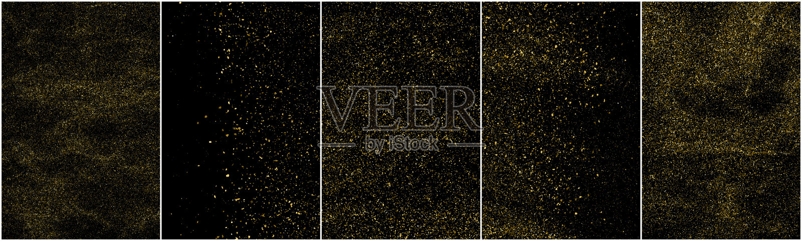 金色闪光纹理孤立在黑色背景。插画图片素材