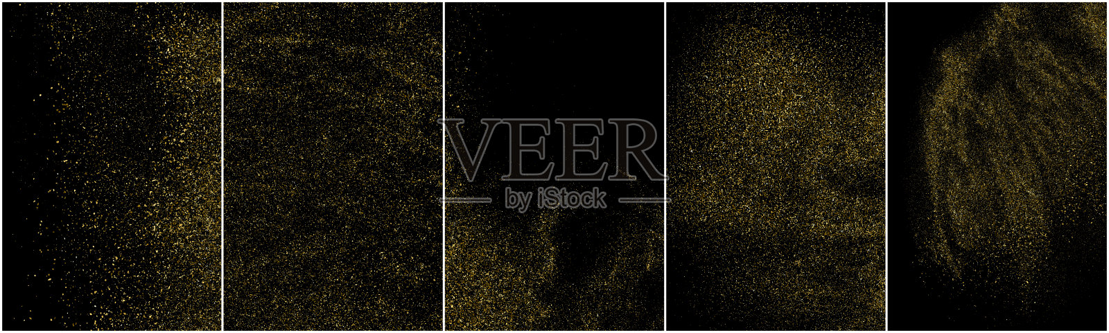 金色闪光纹理孤立在黑色背景。插画图片素材