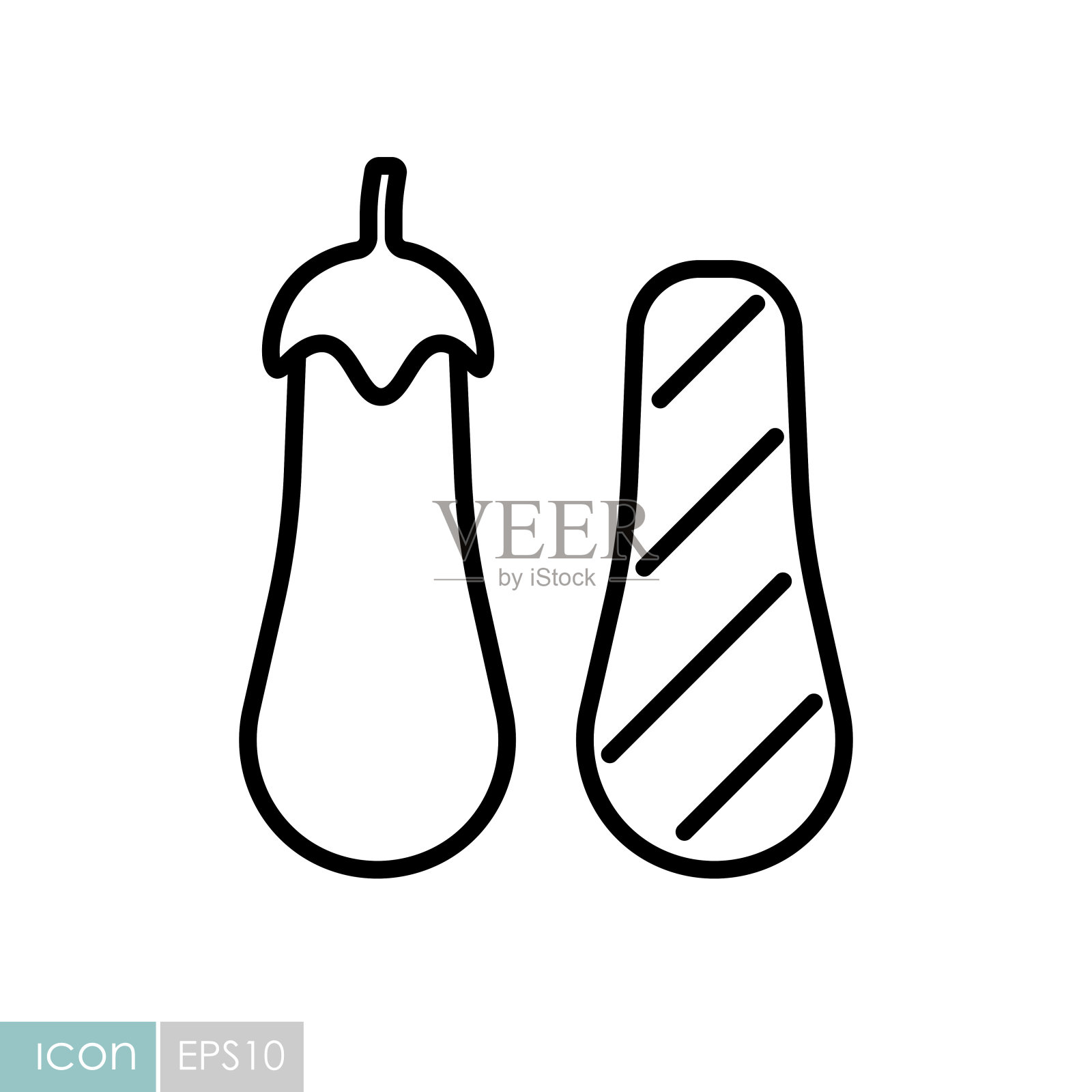 烤茄子矢量图标。烧烤,烧烤插画图片素材