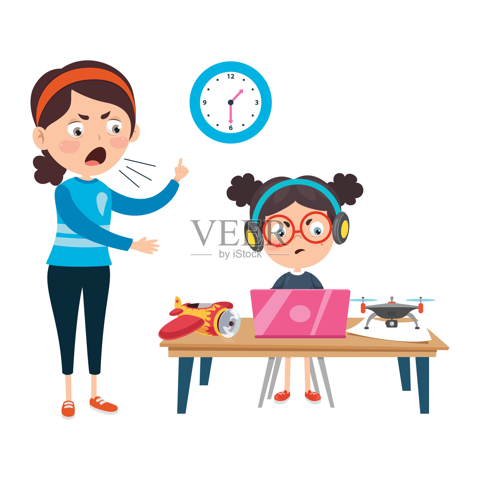 互联网和智能手机成瘾插画图片素材