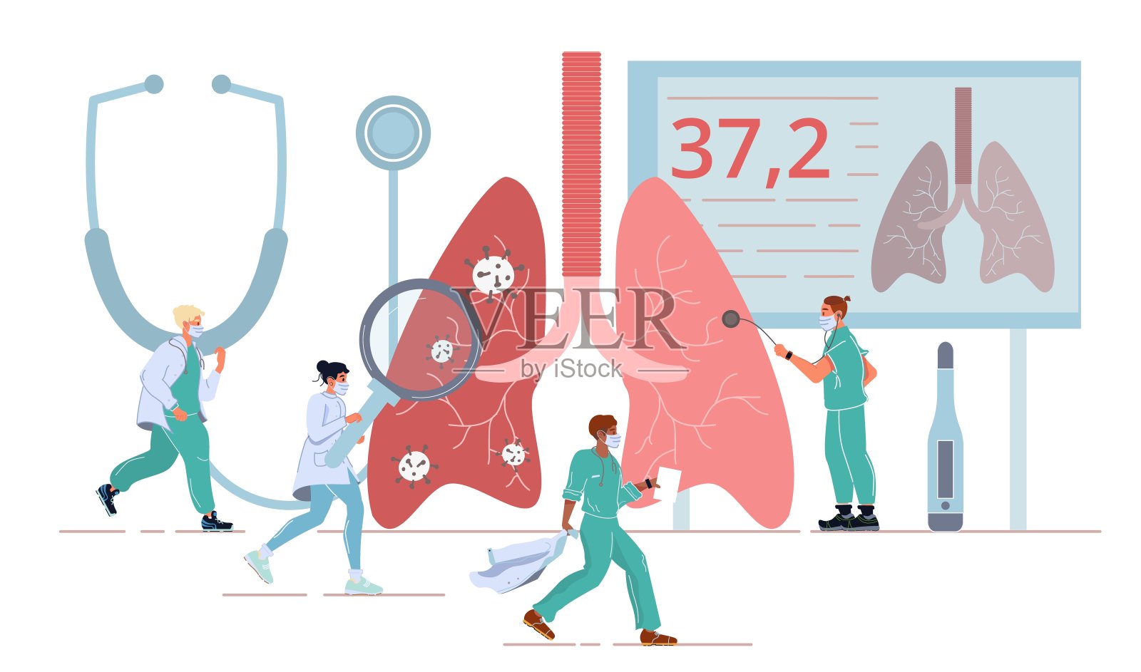 肺部健康疾病诊断疾病治疗插画图片素材