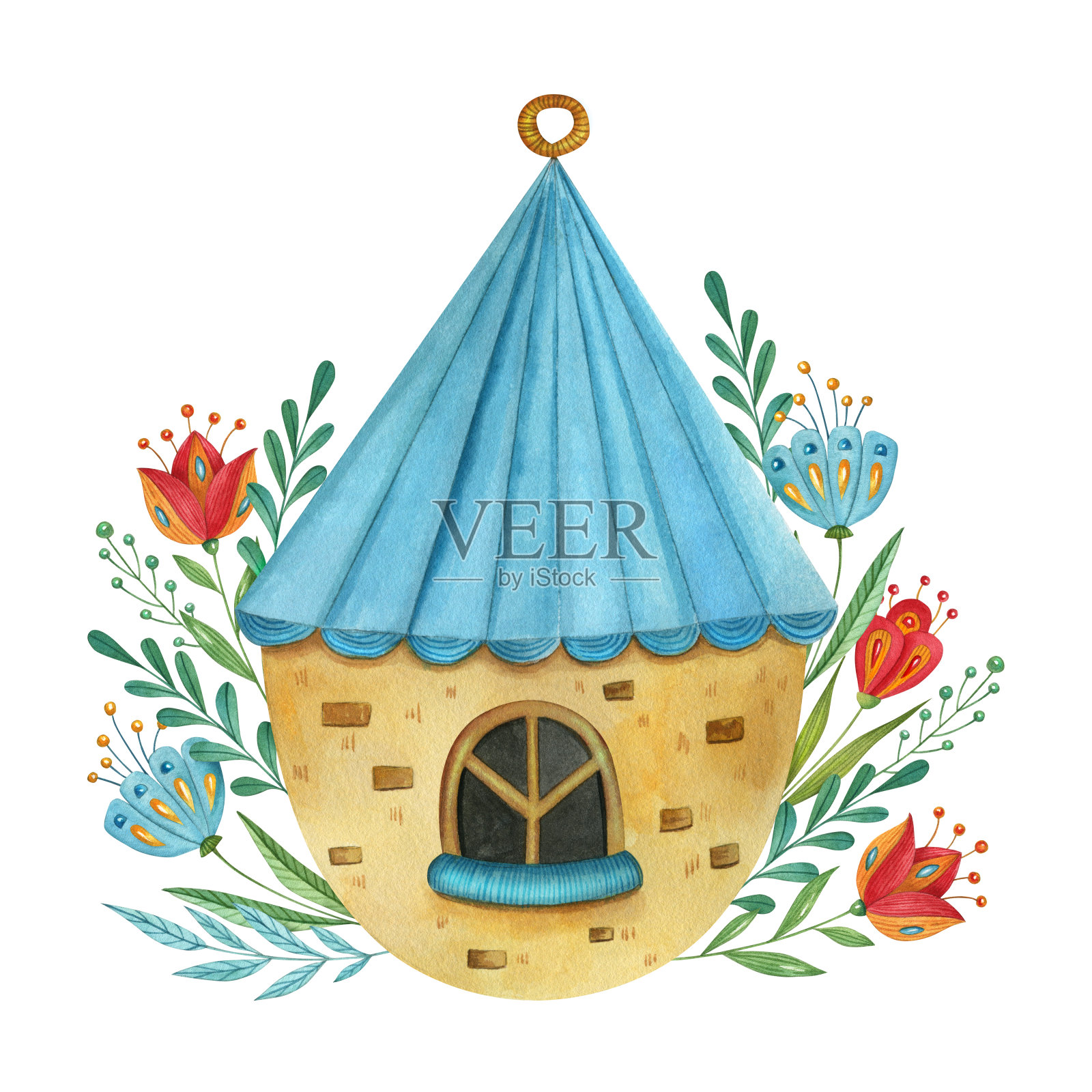 水彩的房子插画图片素材