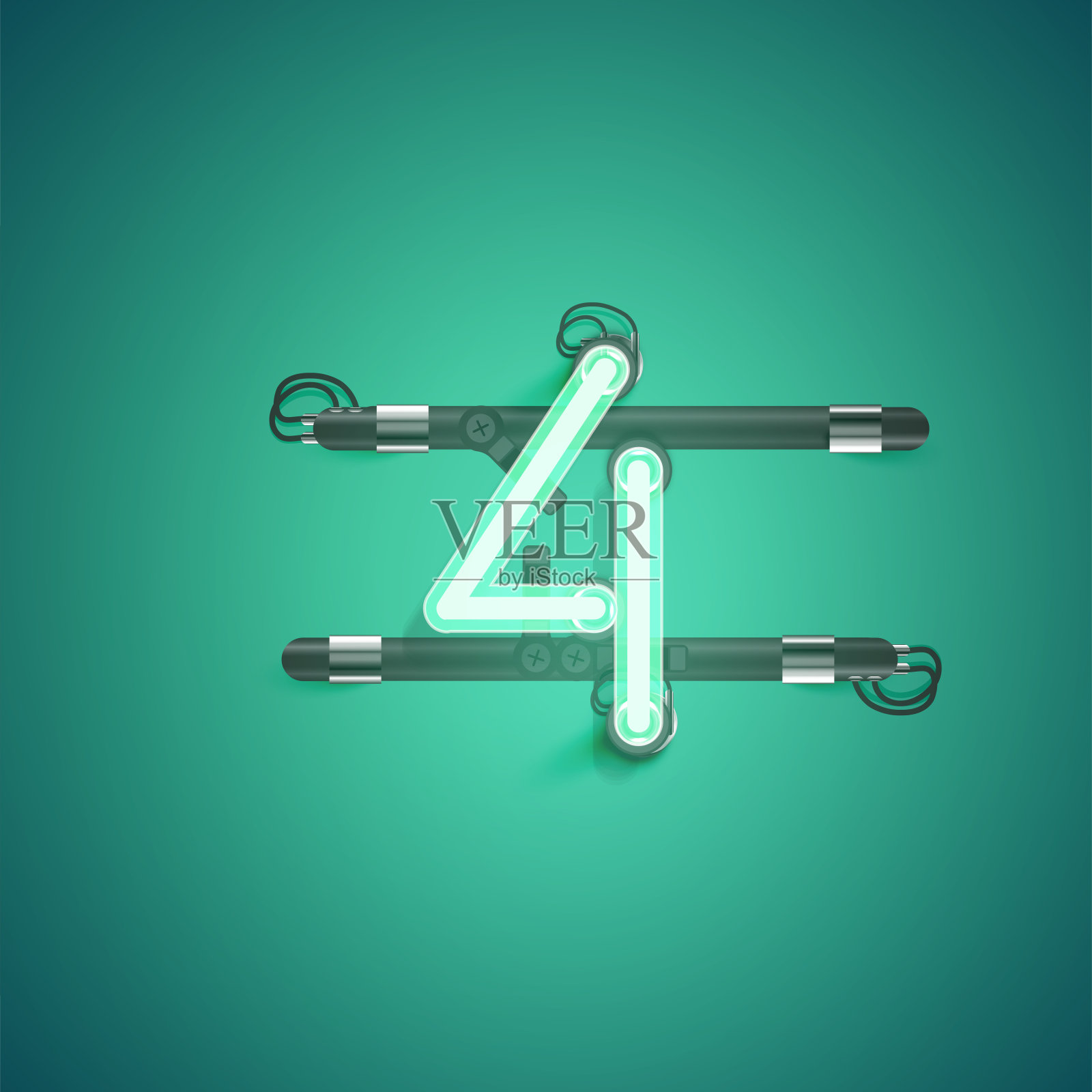 高细节霓虹灯字符从一套,矢量插图插画图片素材