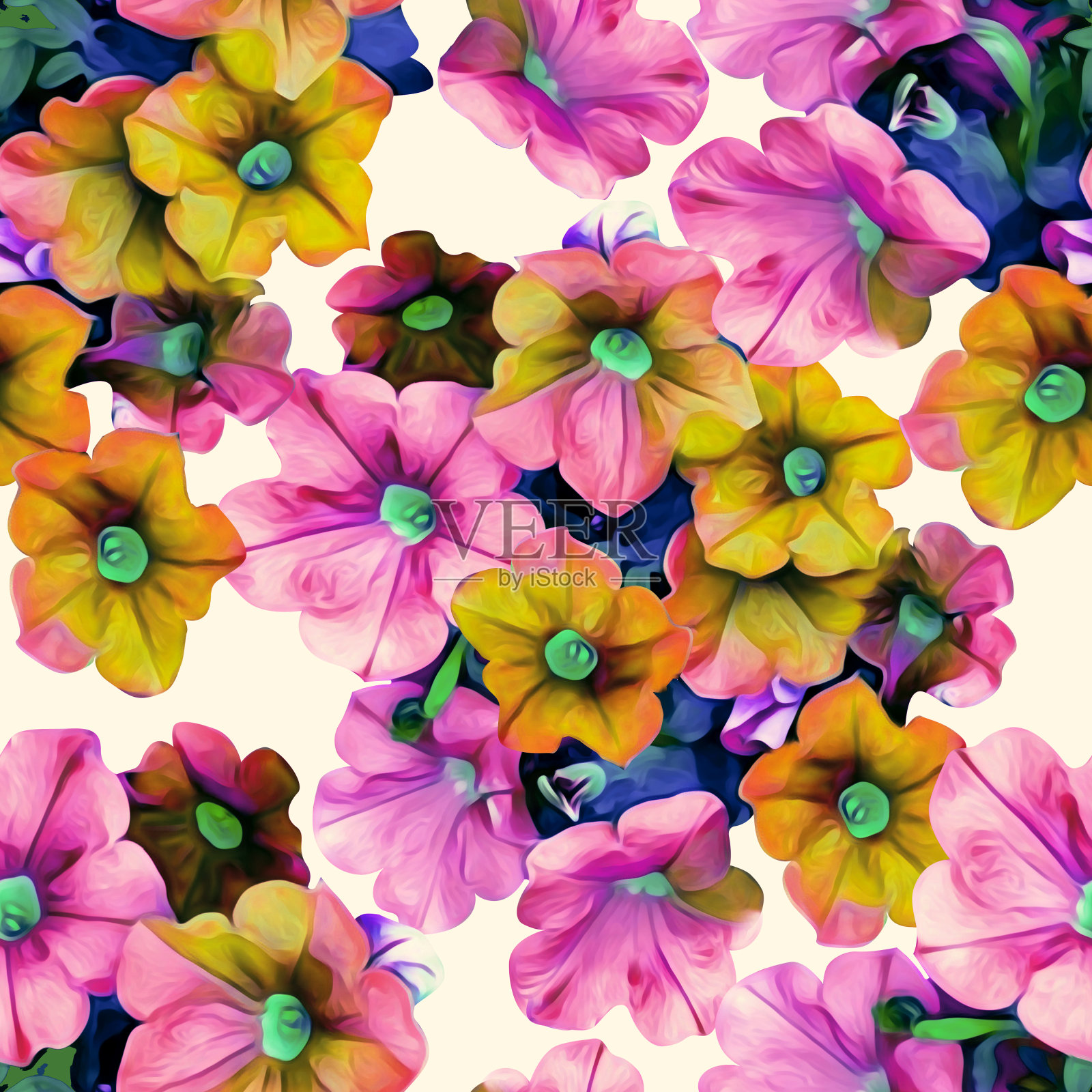 佩妮花束,无缝图案。插画图片素材