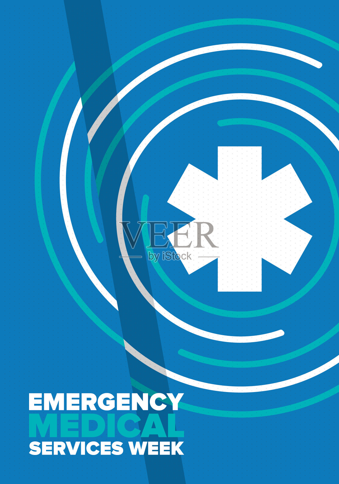 5月紧急医疗服务周每年在美国庆祝。控制和保护。医疗保健设计。海报、卡片、横幅和背景。矢量图插画图片素材