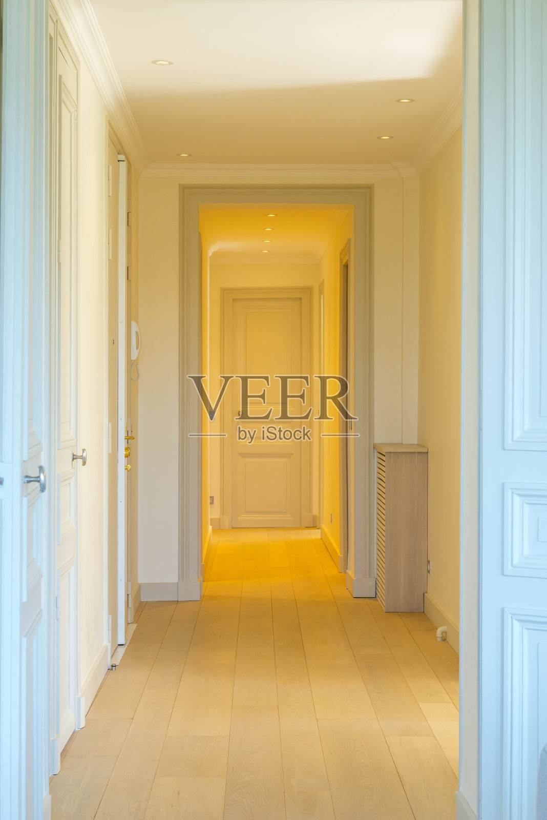 私人豪华公寓的走廊。照片摄影图片