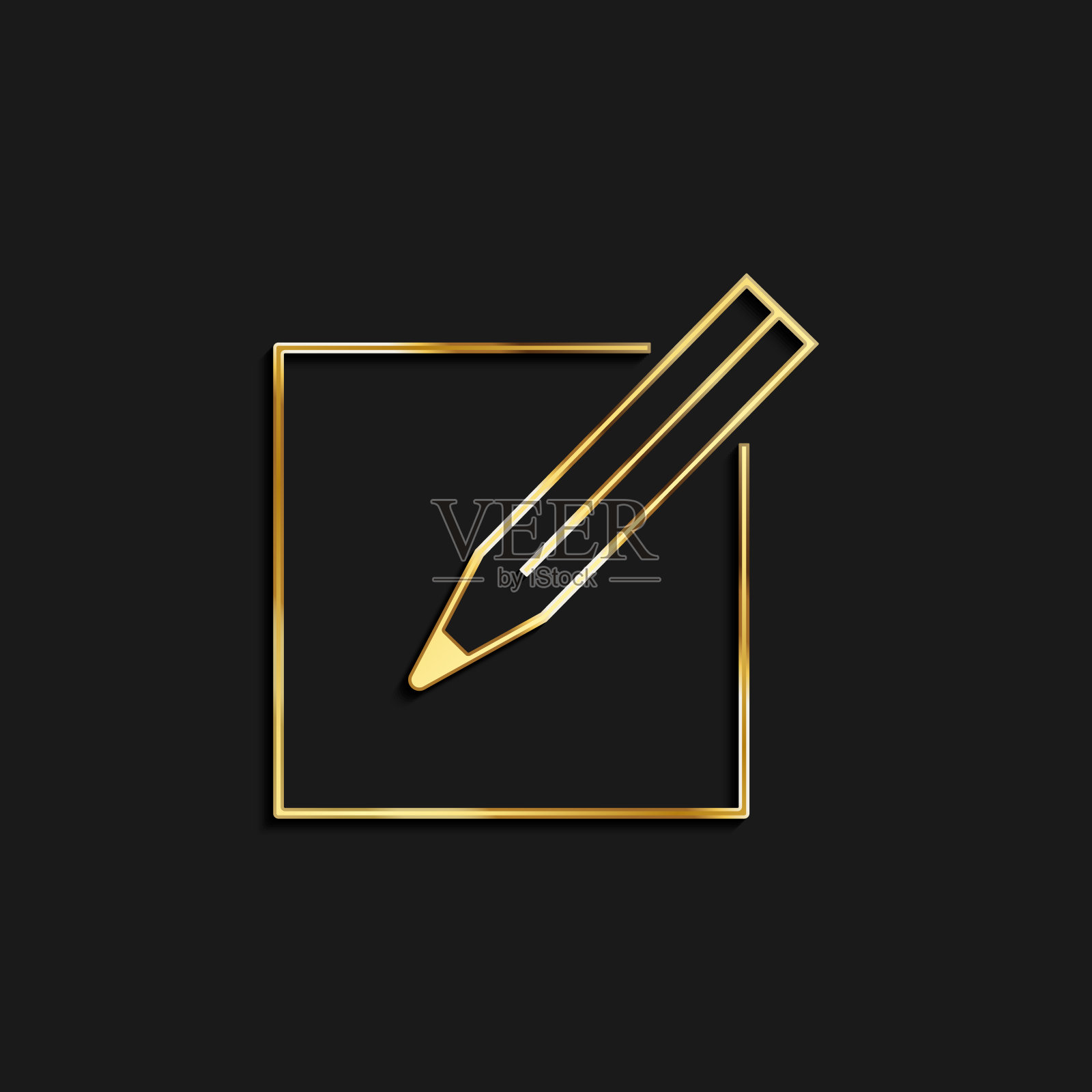 撰写,编辑黄金图标。矢量插图的黄金图标图标素材