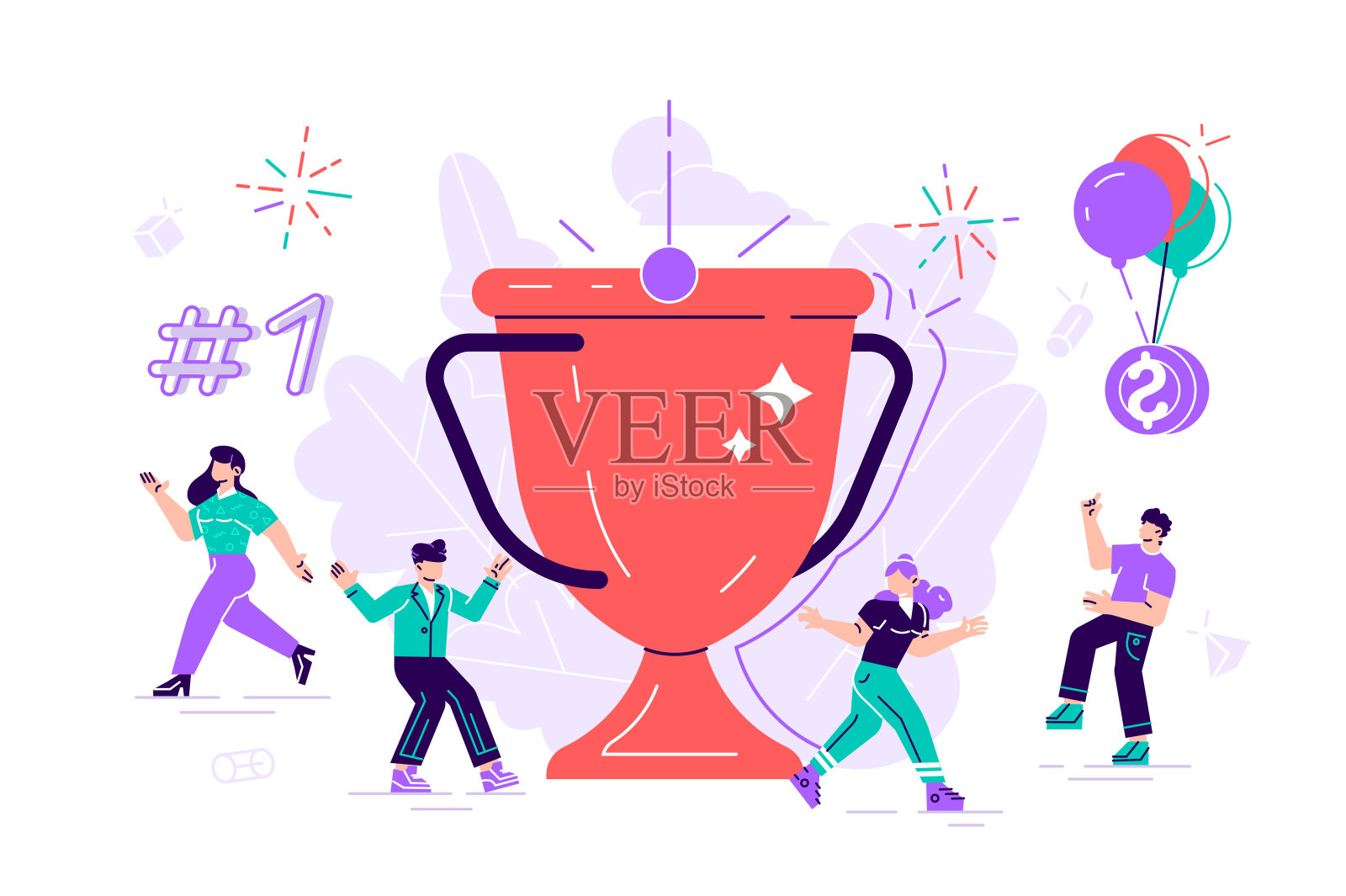 企业团队成功,成就理念。插画图片素材