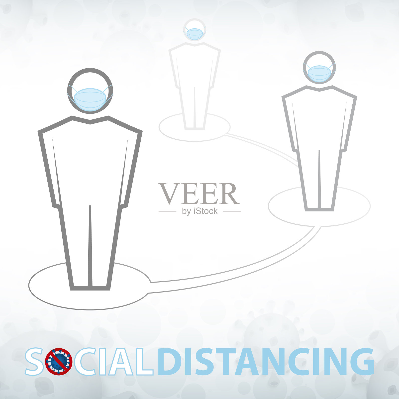 预防COVID-19流感的安全措施。佩戴医用口罩,预防冠状病毒感染。插画图片素材