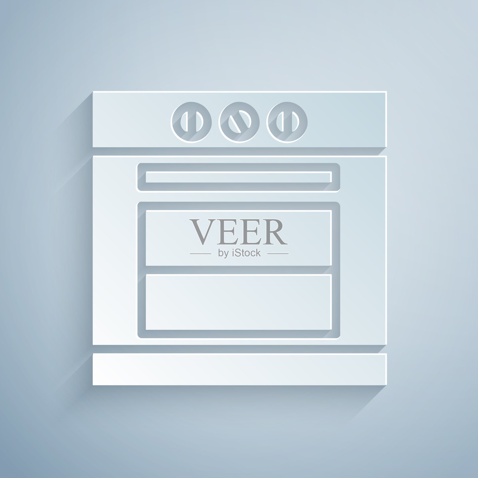 剪纸烤箱图标孤立在灰色背景插画图片素材