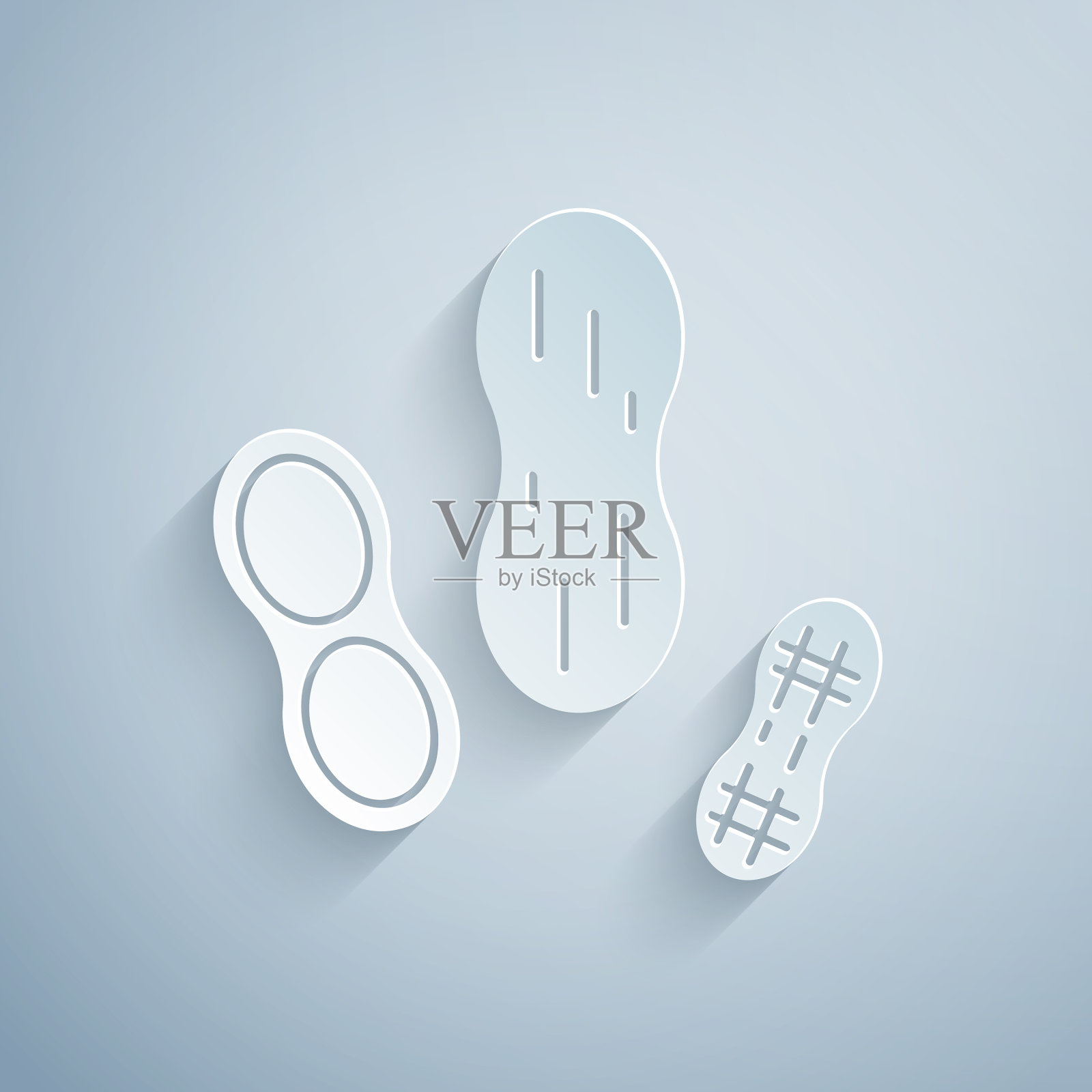 剪纸花生图标孤立在灰色背景插画图片素材