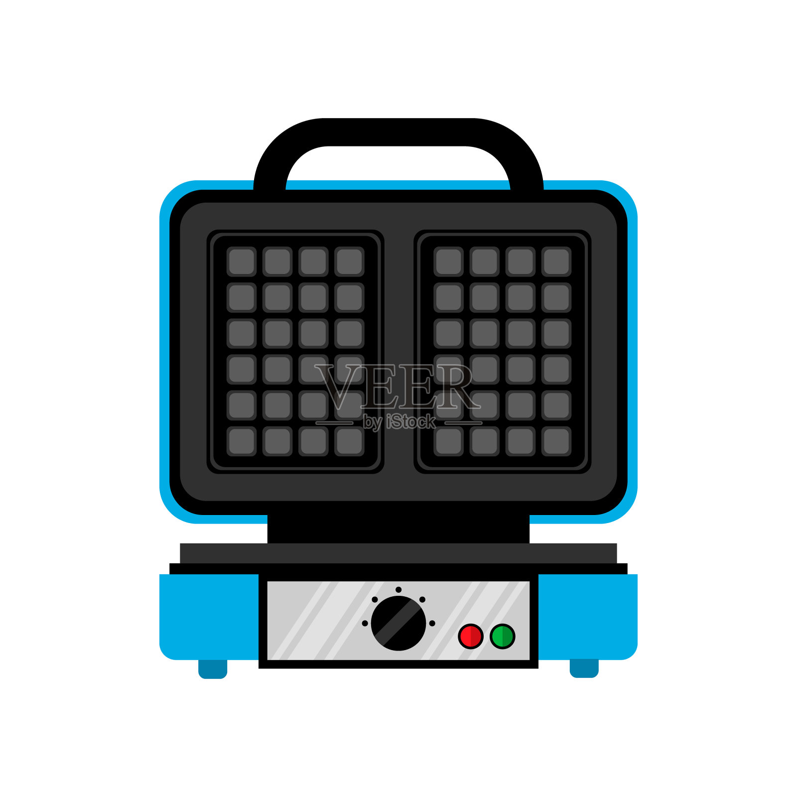 对开式铁心平坦的插图。华夫格炊具向量。烹饪设备。插画图片素材