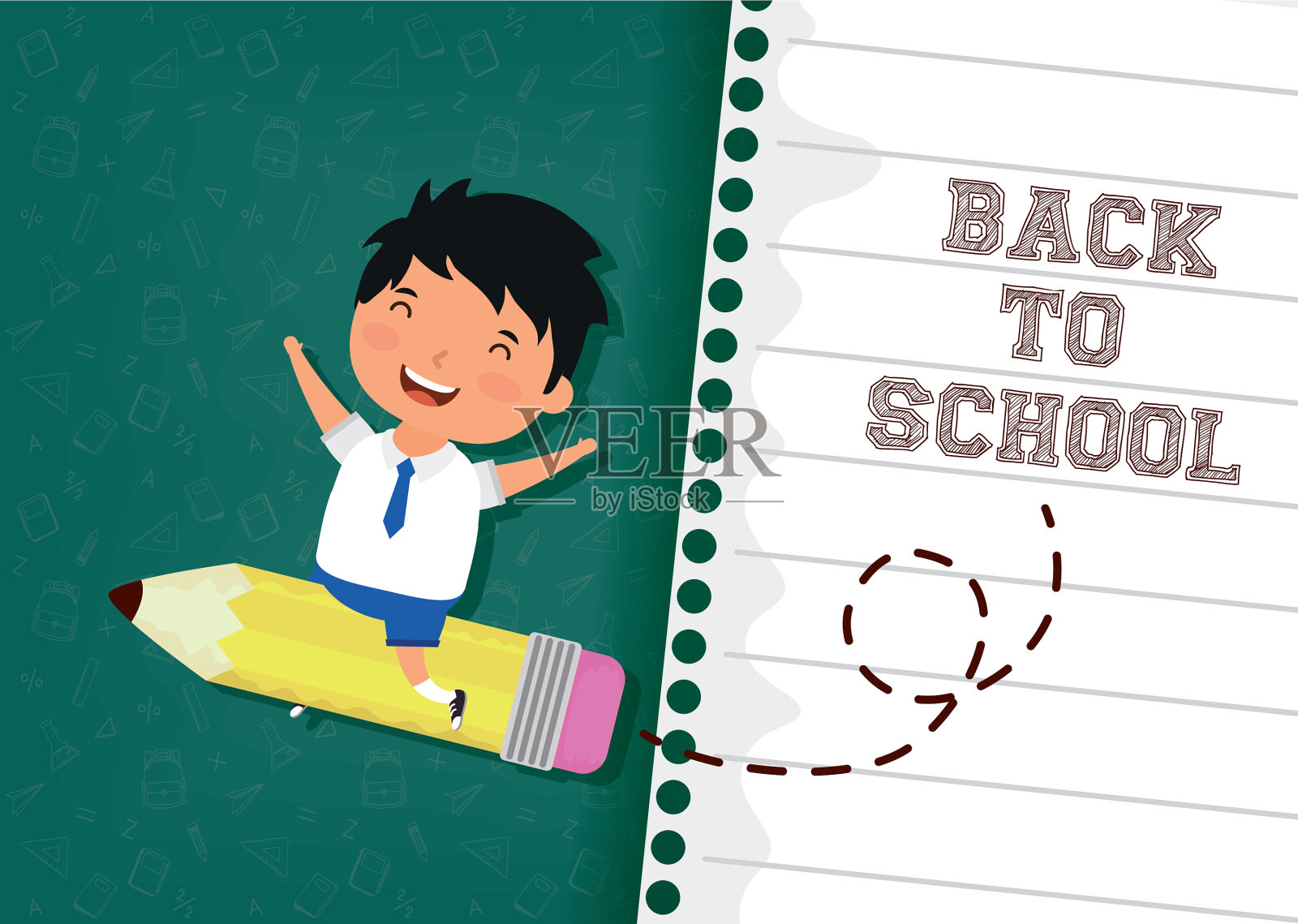 回到学校卡与学生插画图片素材