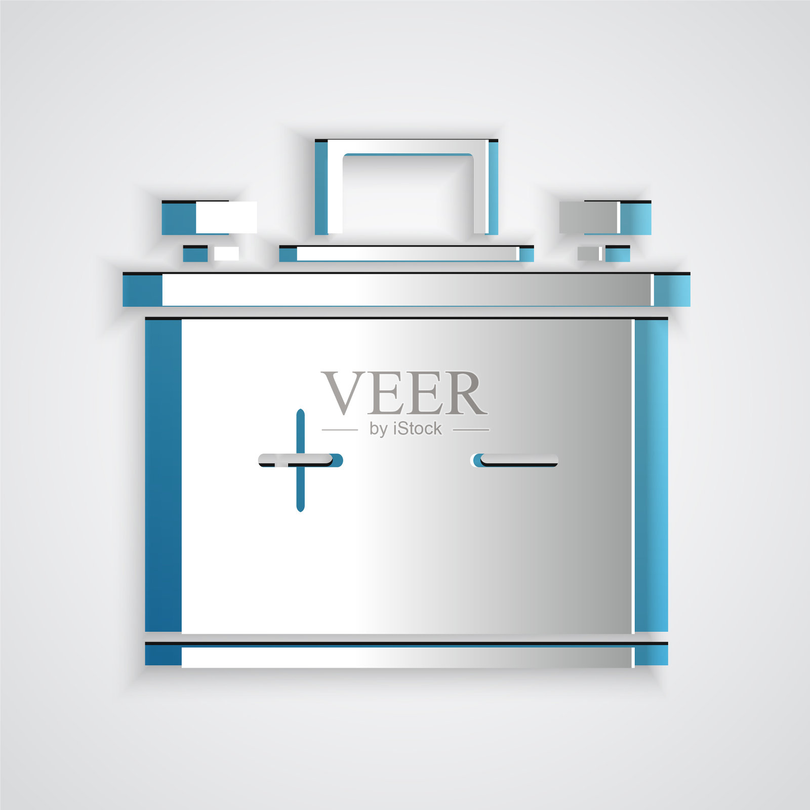 纸切割汽车电池图标孤立在灰色插画图片素材