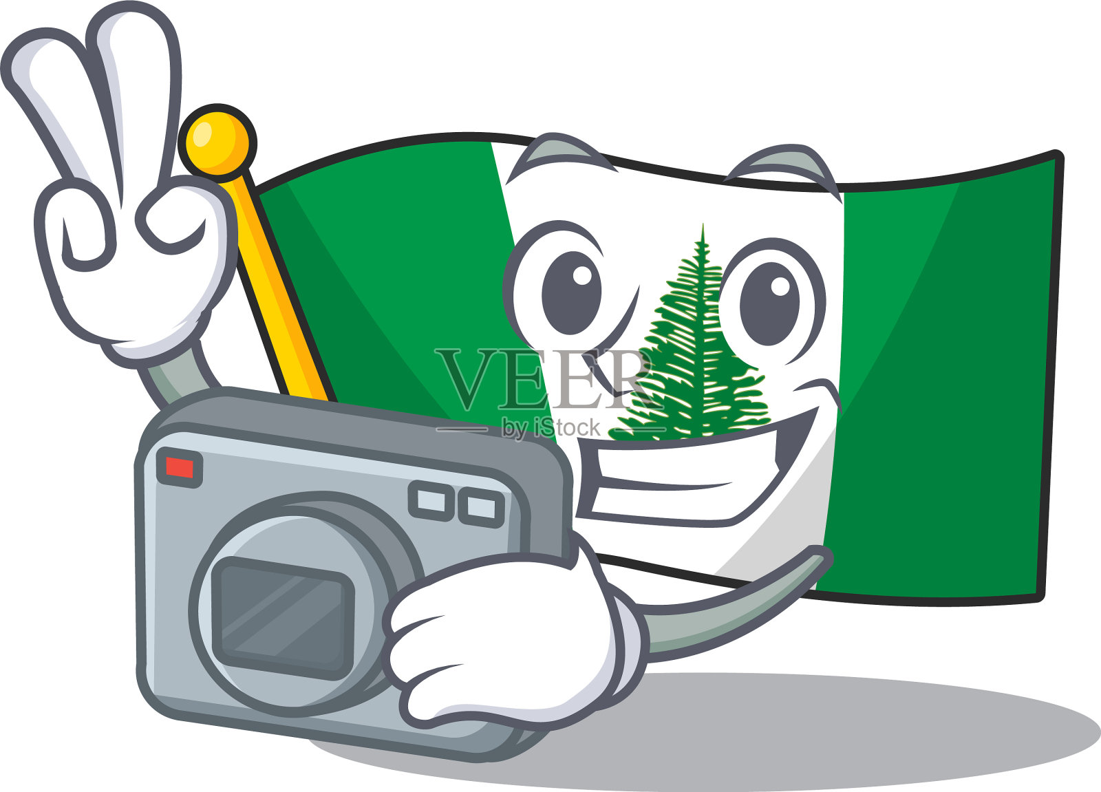 酷的摄影师旗帜诺福克岛性格插画图片素材