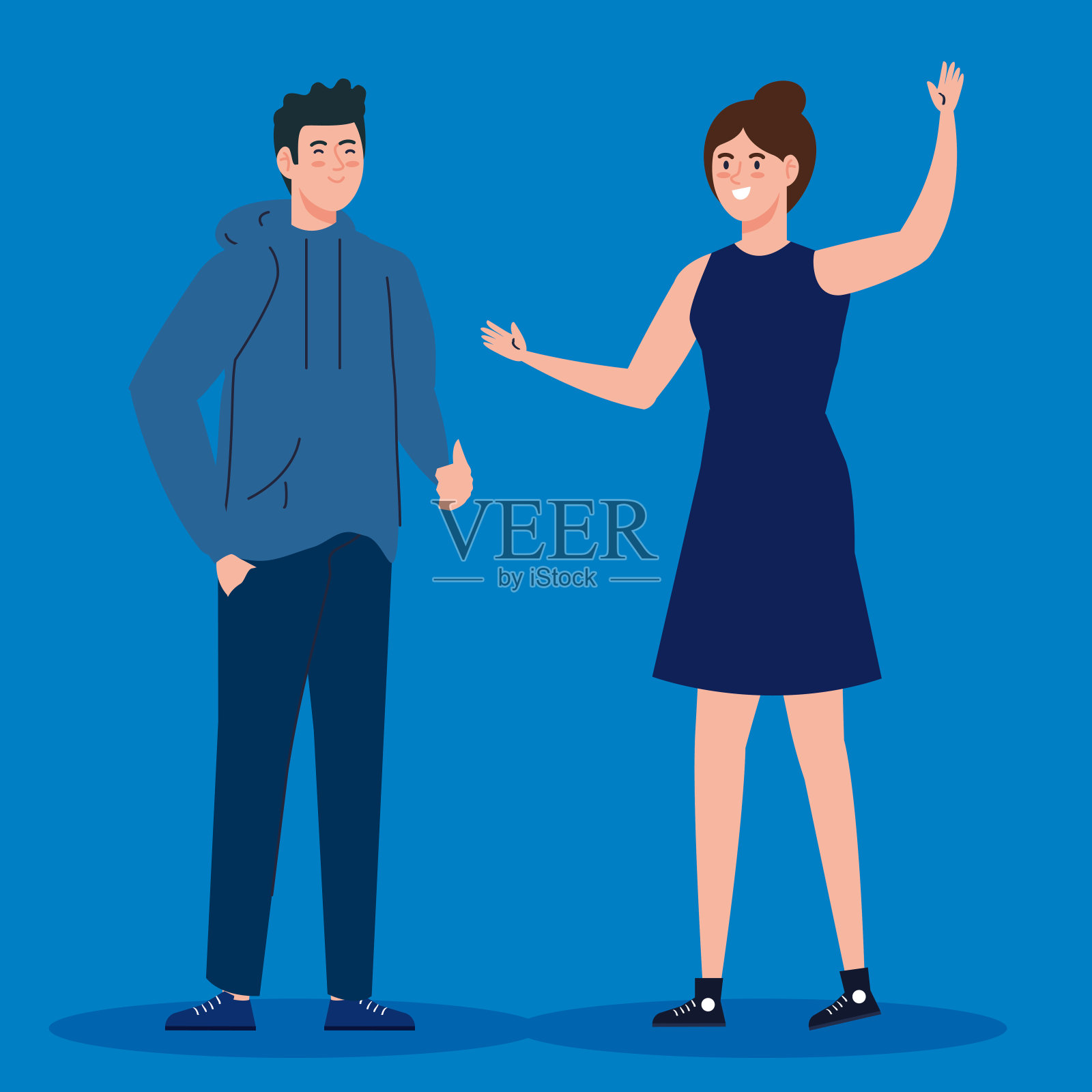 一对年轻情侣的化身插画图片素材