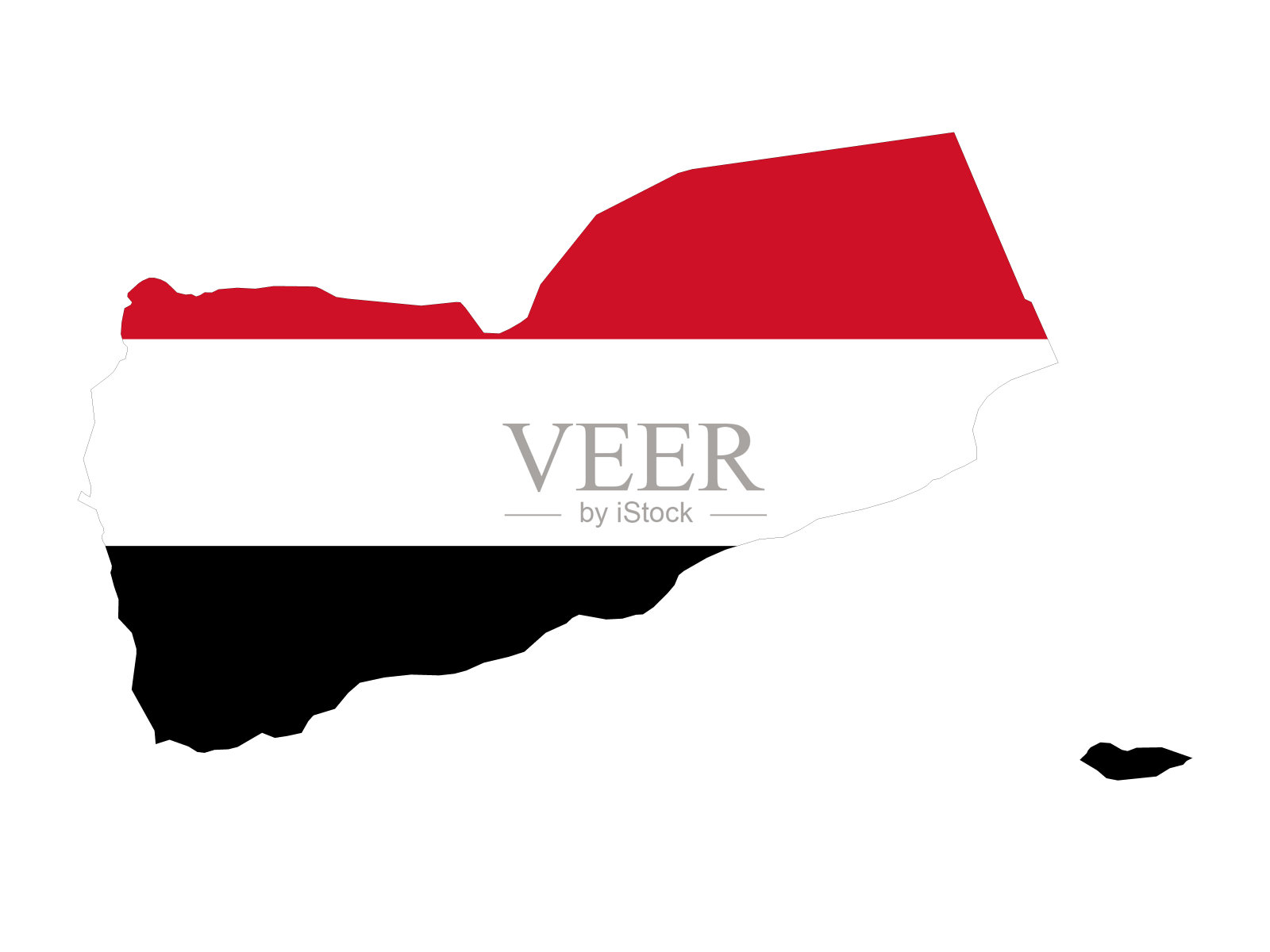 带国旗的也门地图插画图片素材