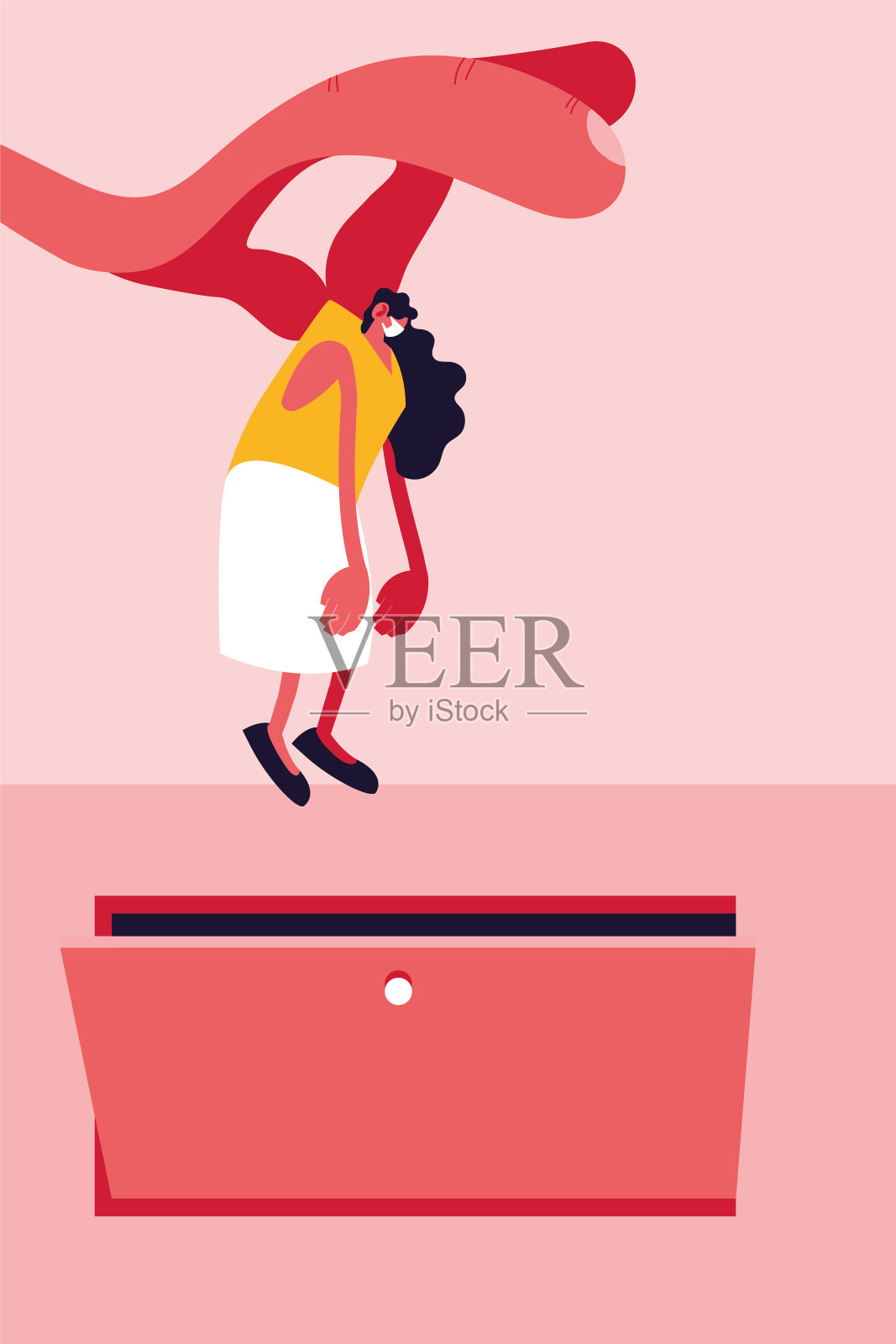 大手握女商人,被解雇了插画图片素材