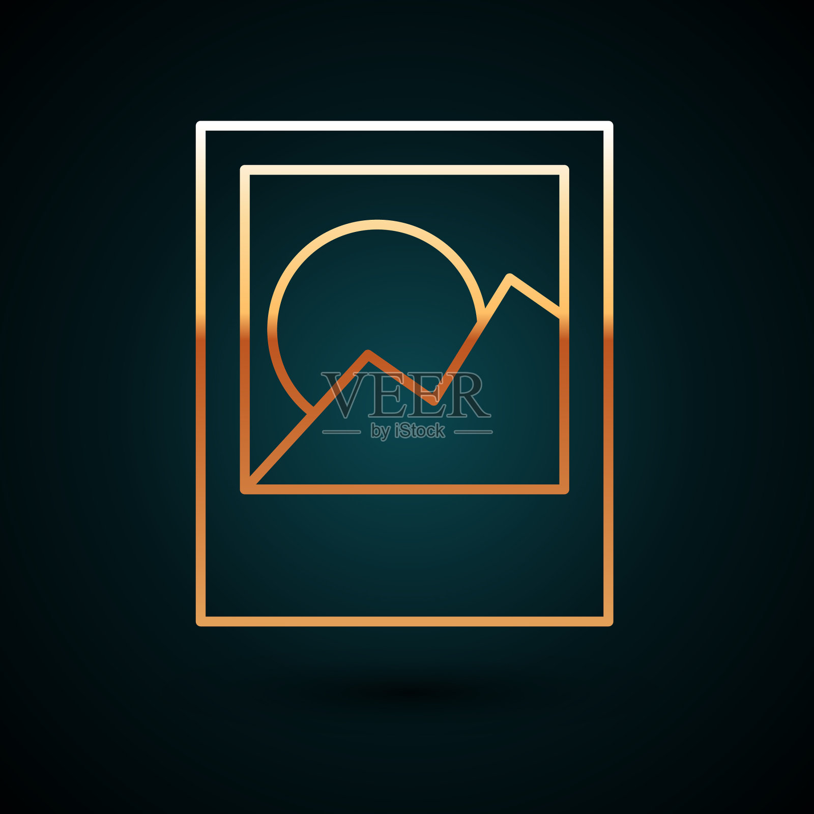 金线相框图标孤立在深蓝色图标素材