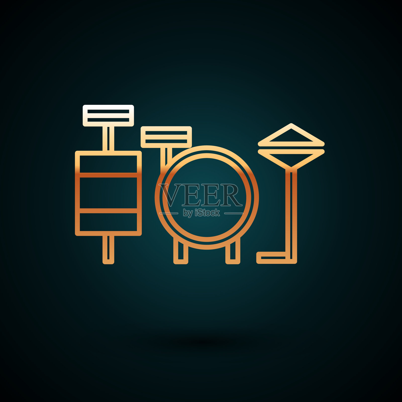 金线鼓图标孤立在深蓝色图标素材