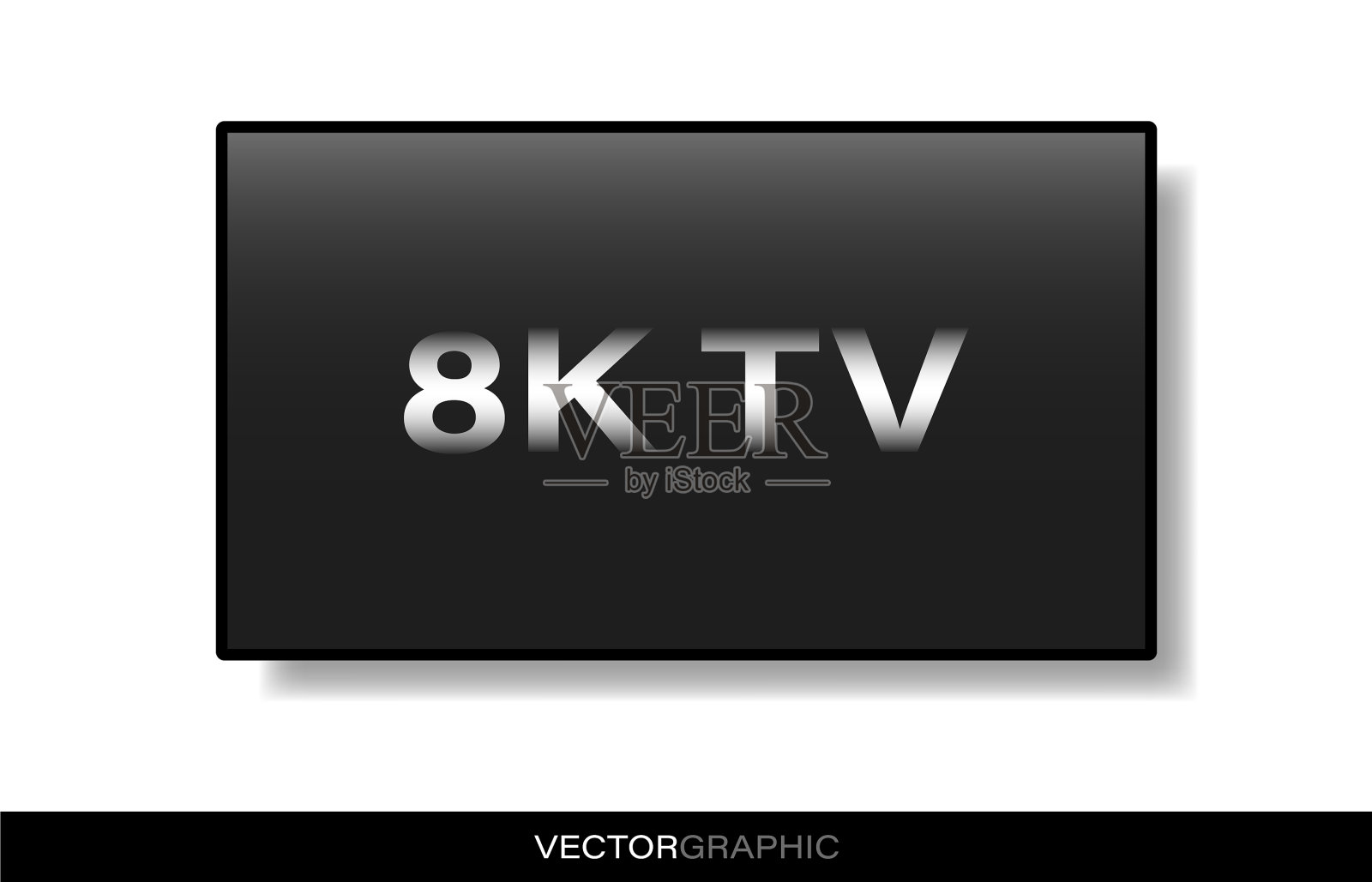 电视显示模板一个黑色8k电视插画图片素材