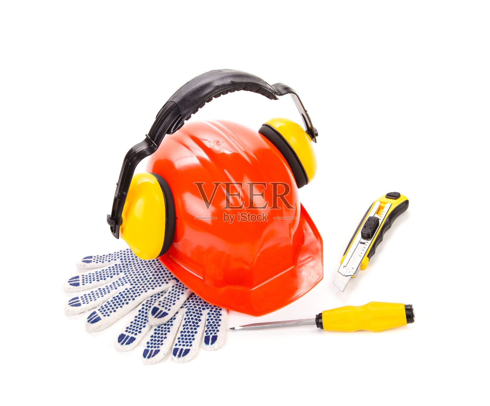 静物生活与工作工具和保护设备。照片摄影图片