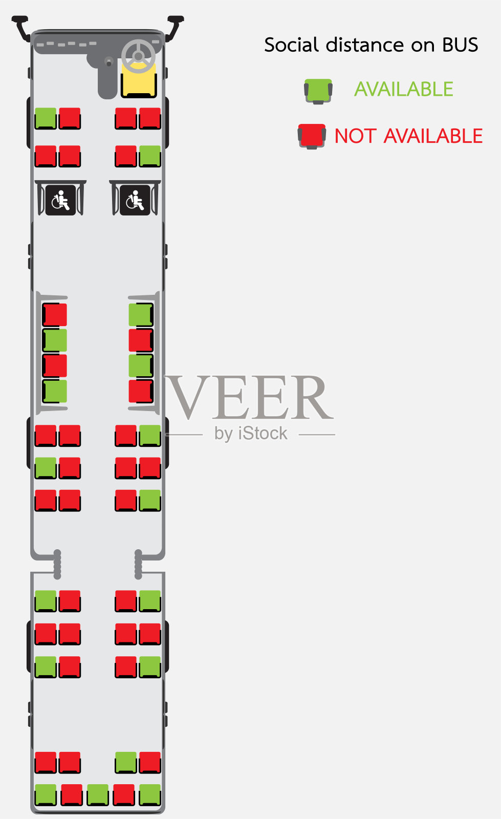 地铁公共汽车上的社交距离插画图片素材