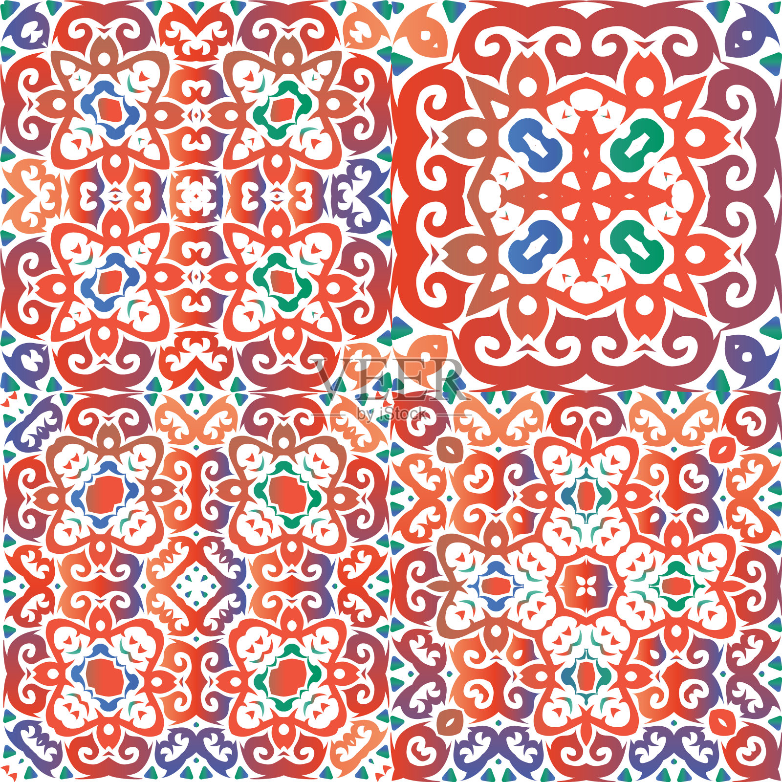 装饰彩色陶瓷塔拉维拉瓷砖插画图片素材