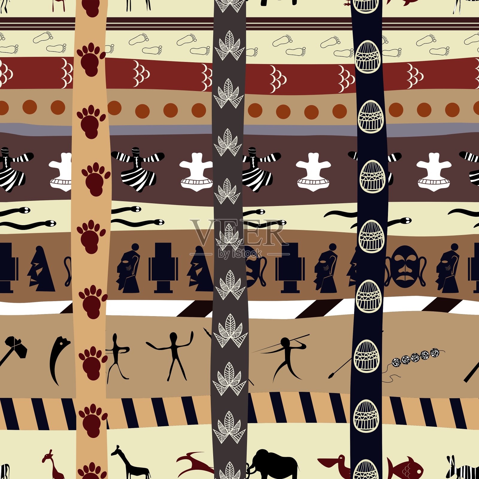 抽象无缝模式与轮廓插画图片素材