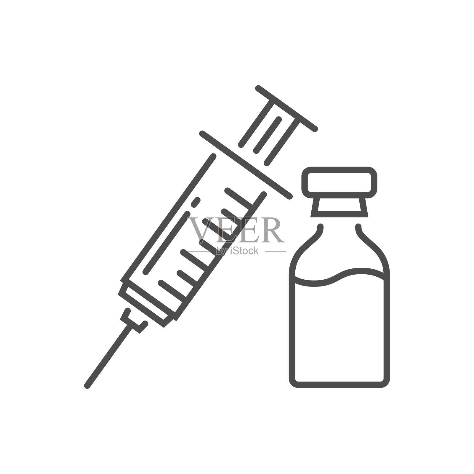 疫苗相关矢量细线图标。插画图片素材