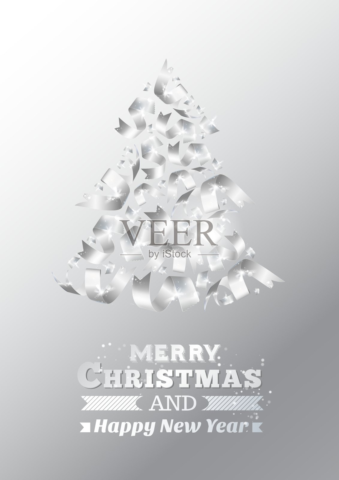 抽象彩带圣诞树插画图片素材