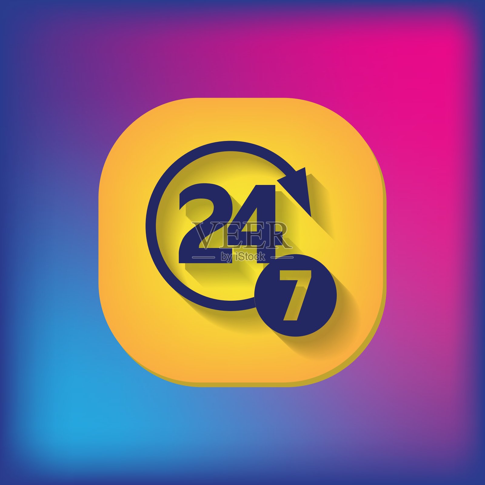 字符24 7开放的一天24小时和7天图标素材