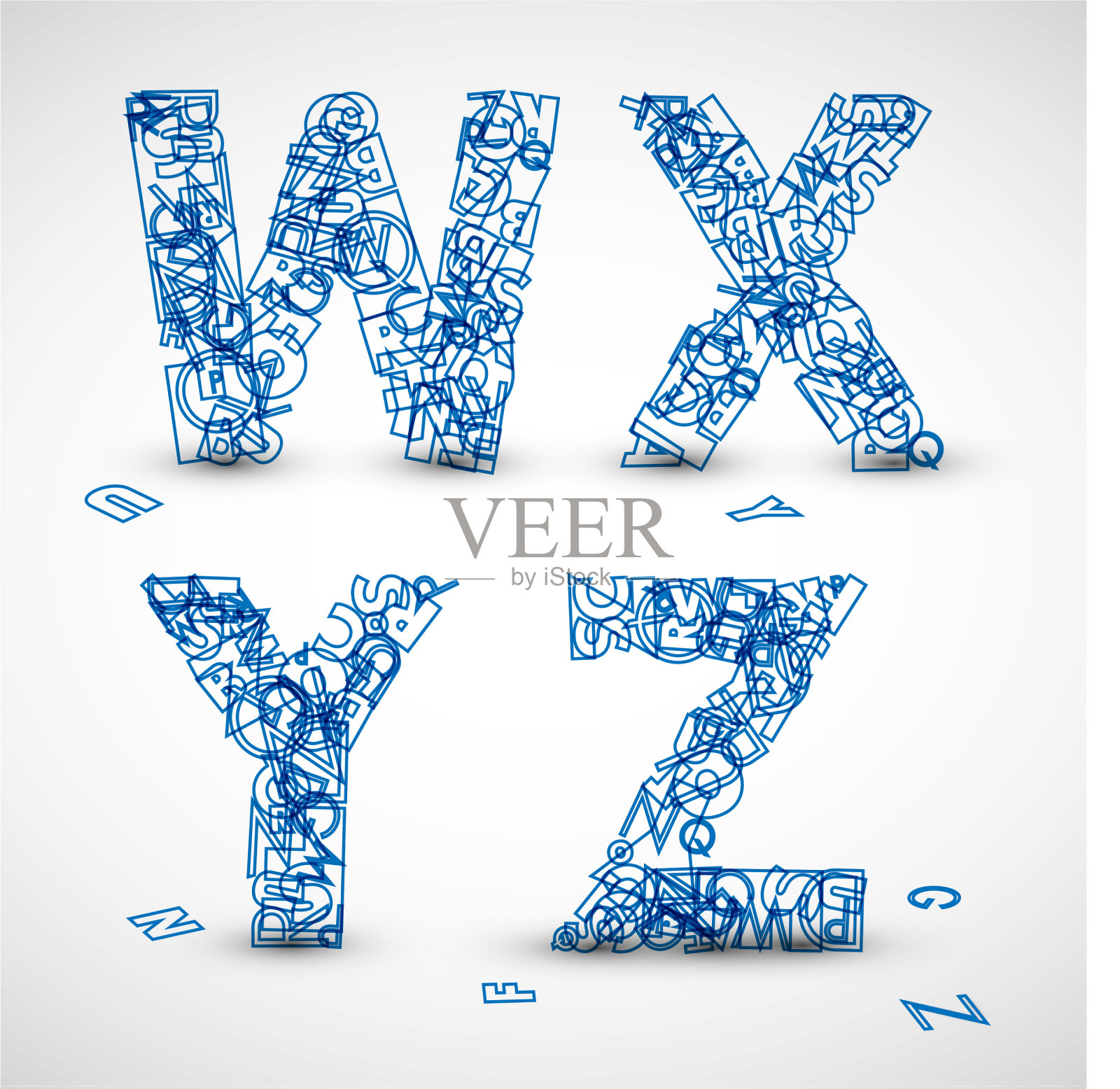 由蓝色字母制成的字体设计元素图片