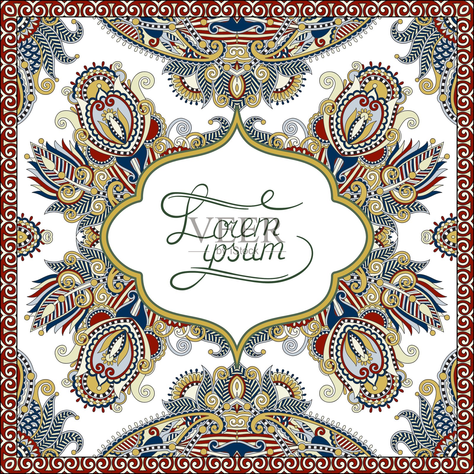 装饰图案的乌克兰民族地毯插画图片素材