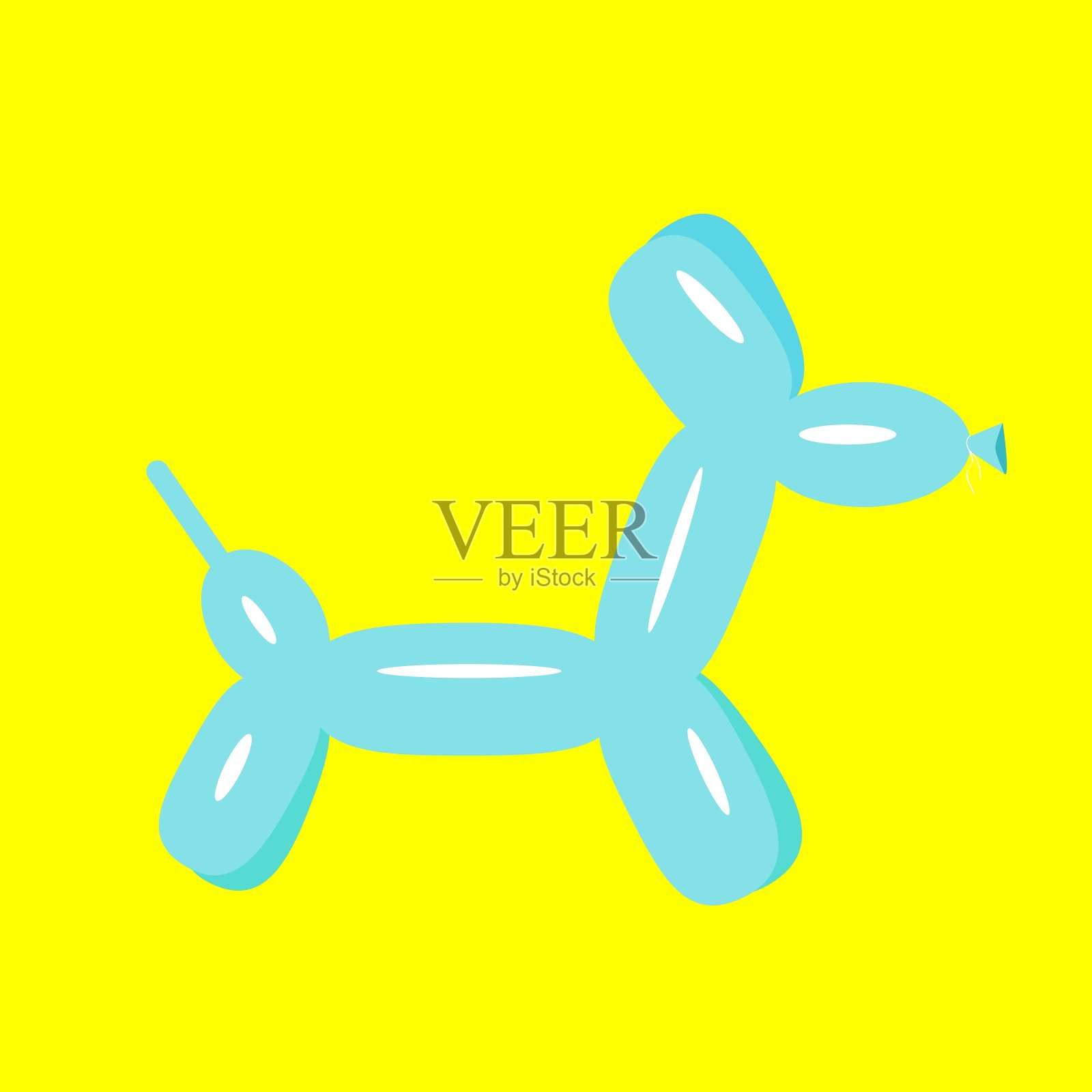 蓝色狗狗气球动物平面设计插画图片素材