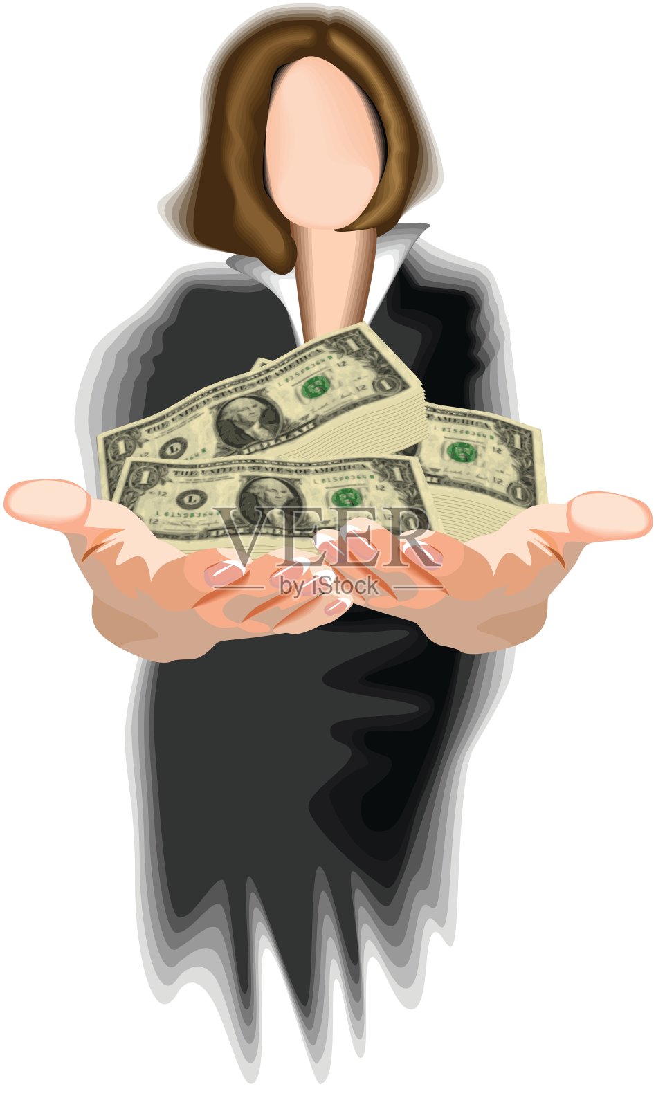 女人拿钱设计元素图片