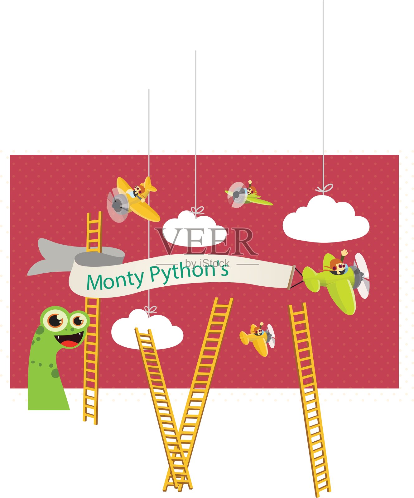蒙提蟒飞行马戏团插画图片素材