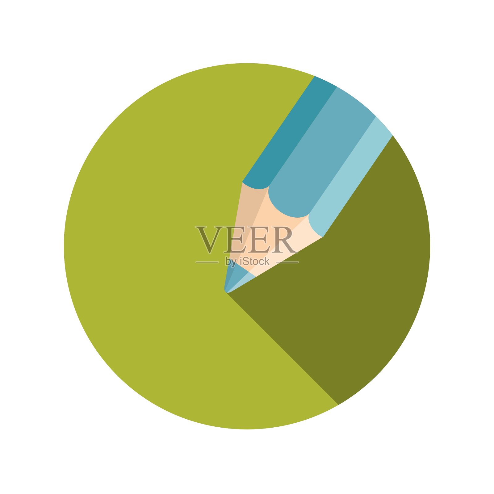 平面设计概念铅笔与长影子设计元素图片