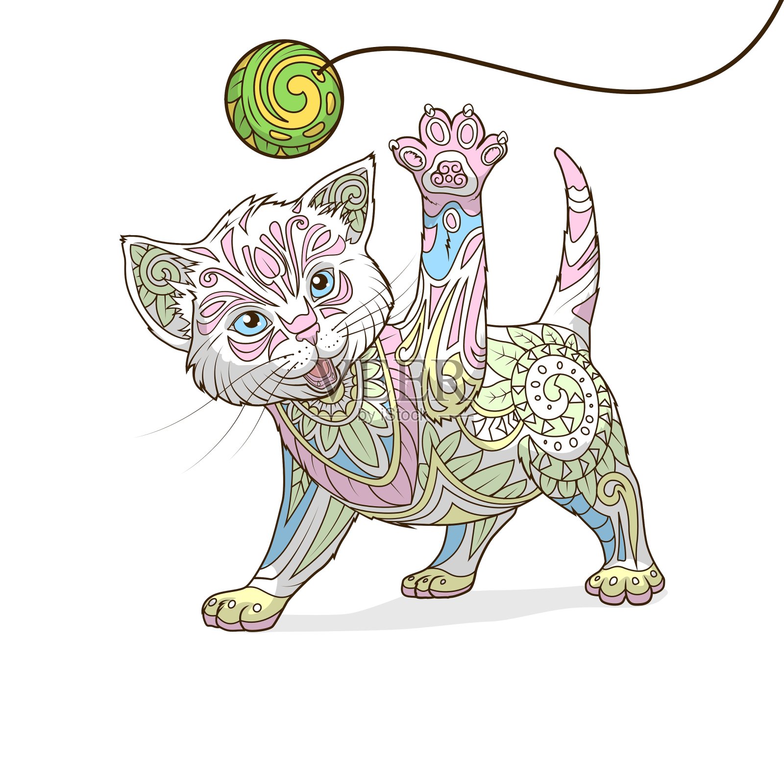 抽象装饰的小猫设计元素图片