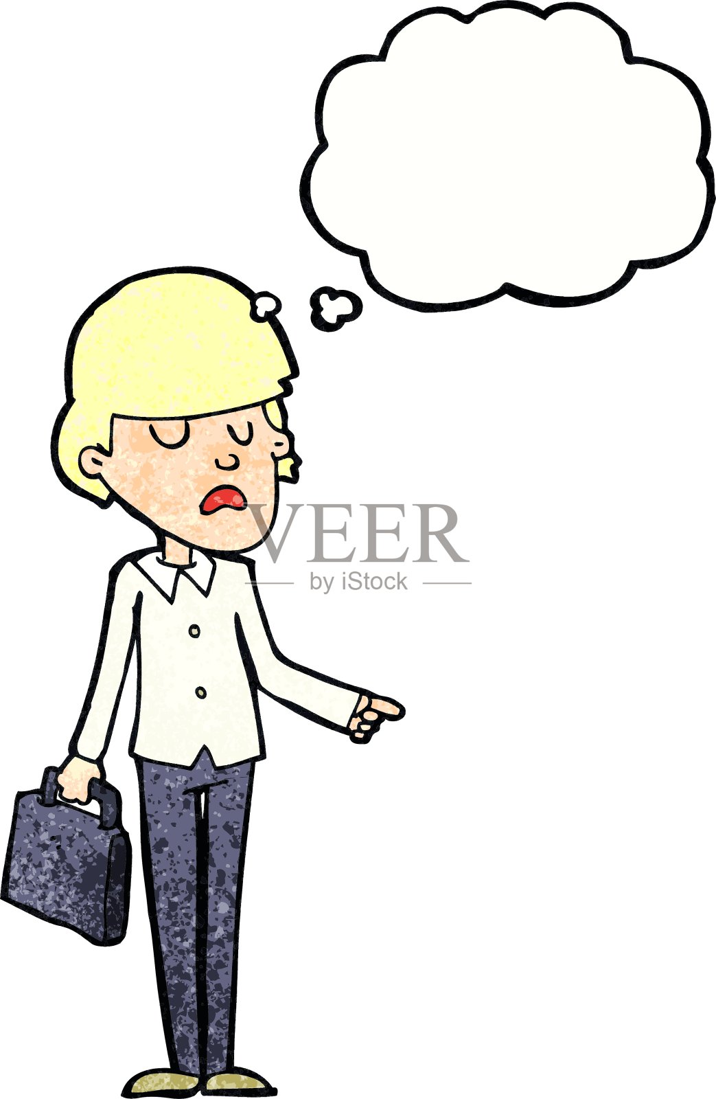 卡通傲慢的商人用思想指向设计元素图片