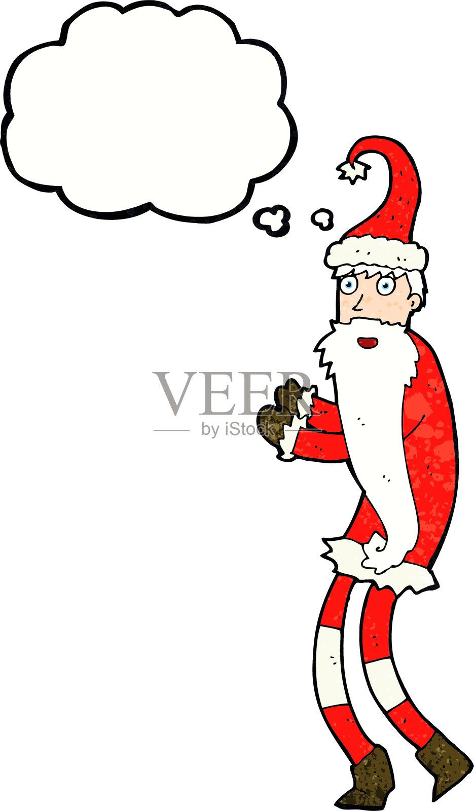 卡通圣诞老人与思想泡泡设计元素图片