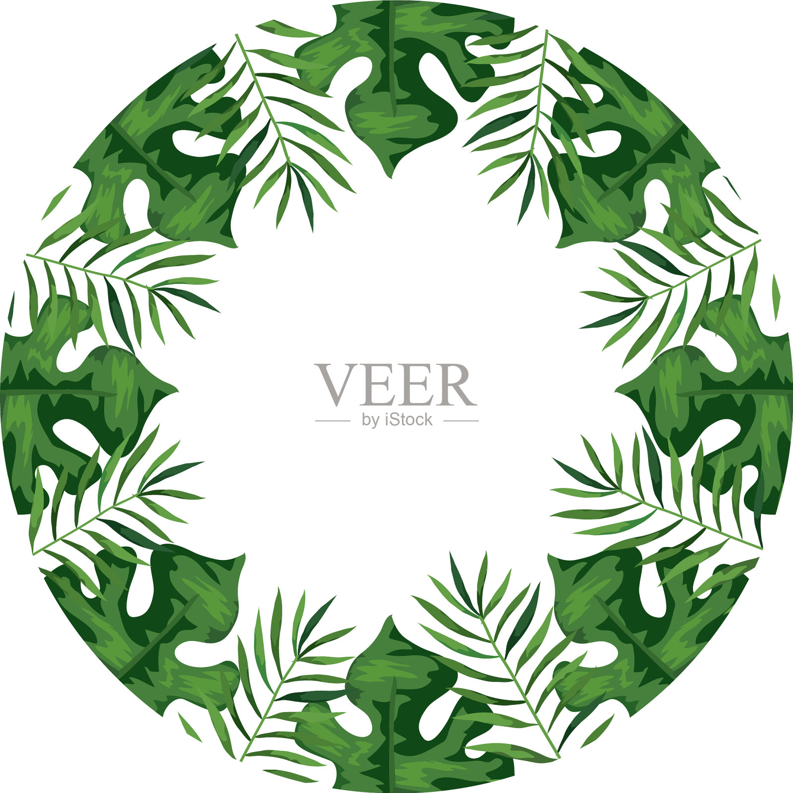 框架有叶的圆形树枝设计元素图片