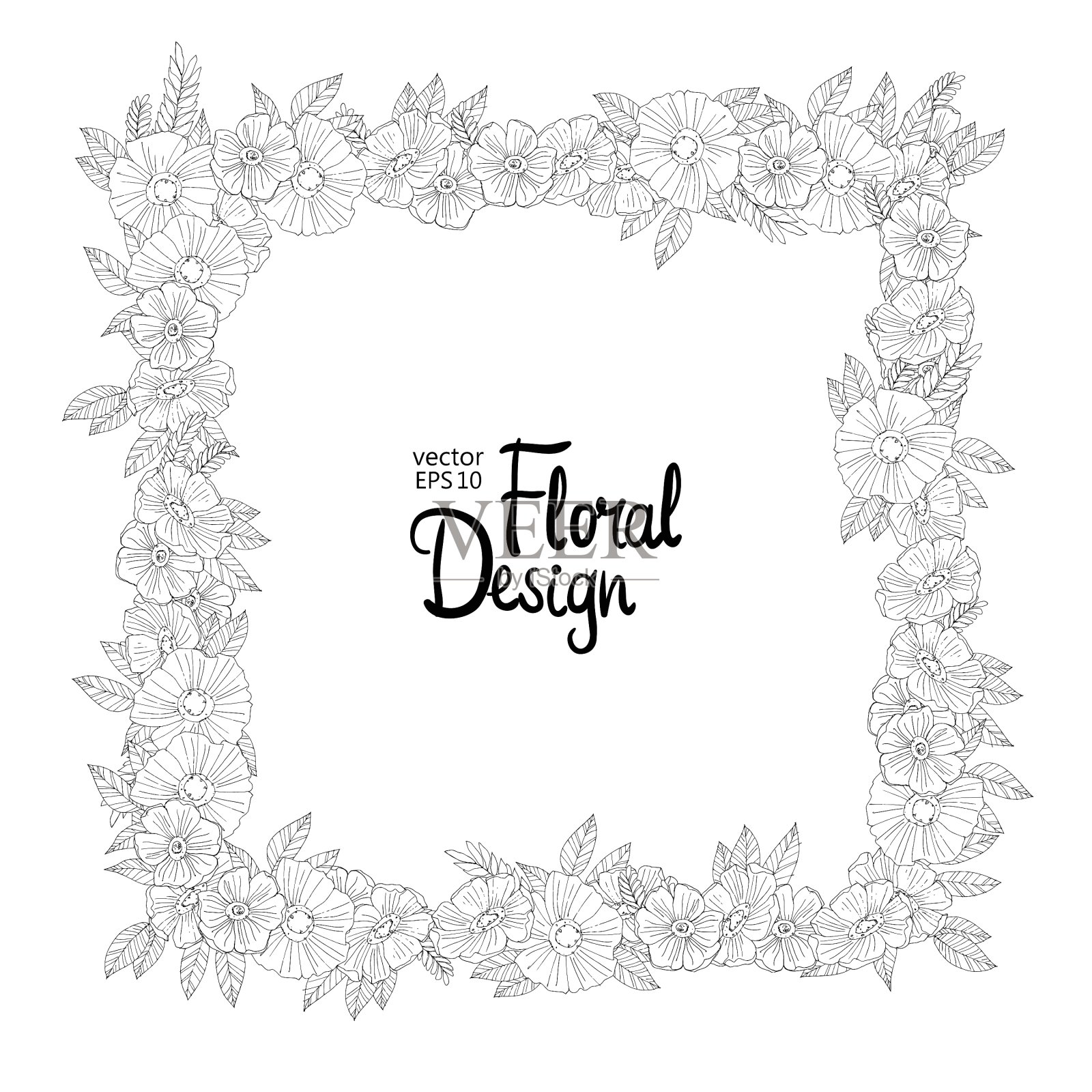 用粗略的花做成的花边设计元素图片