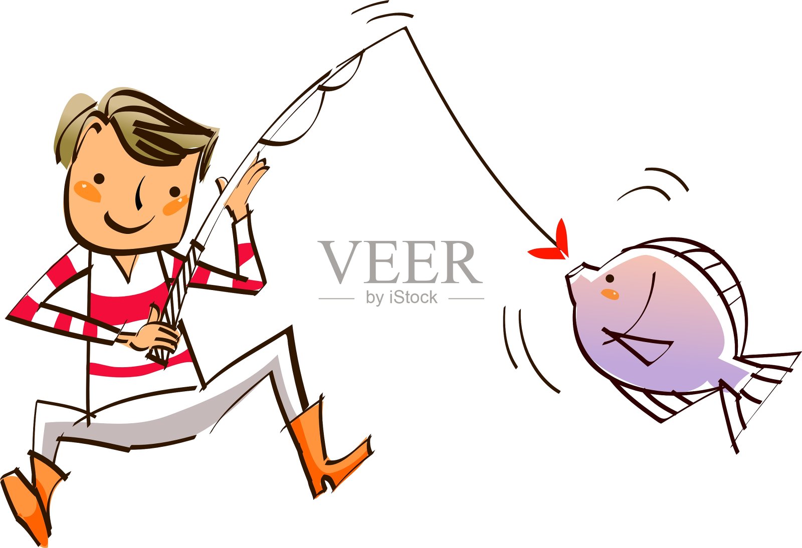 男孩拿着鱼竿的特写设计元素图片