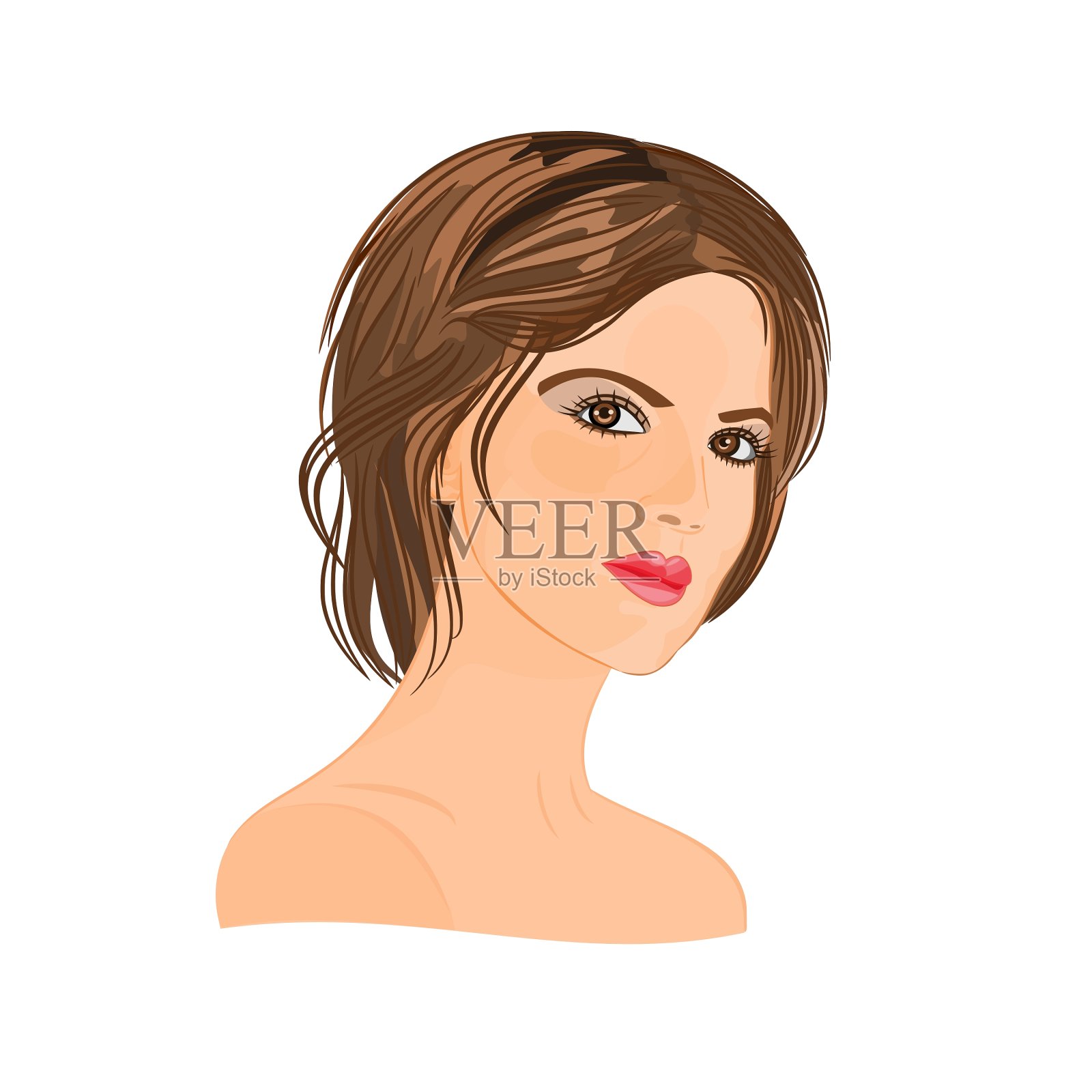 漂亮的年轻女子,留着短发设计元素图片