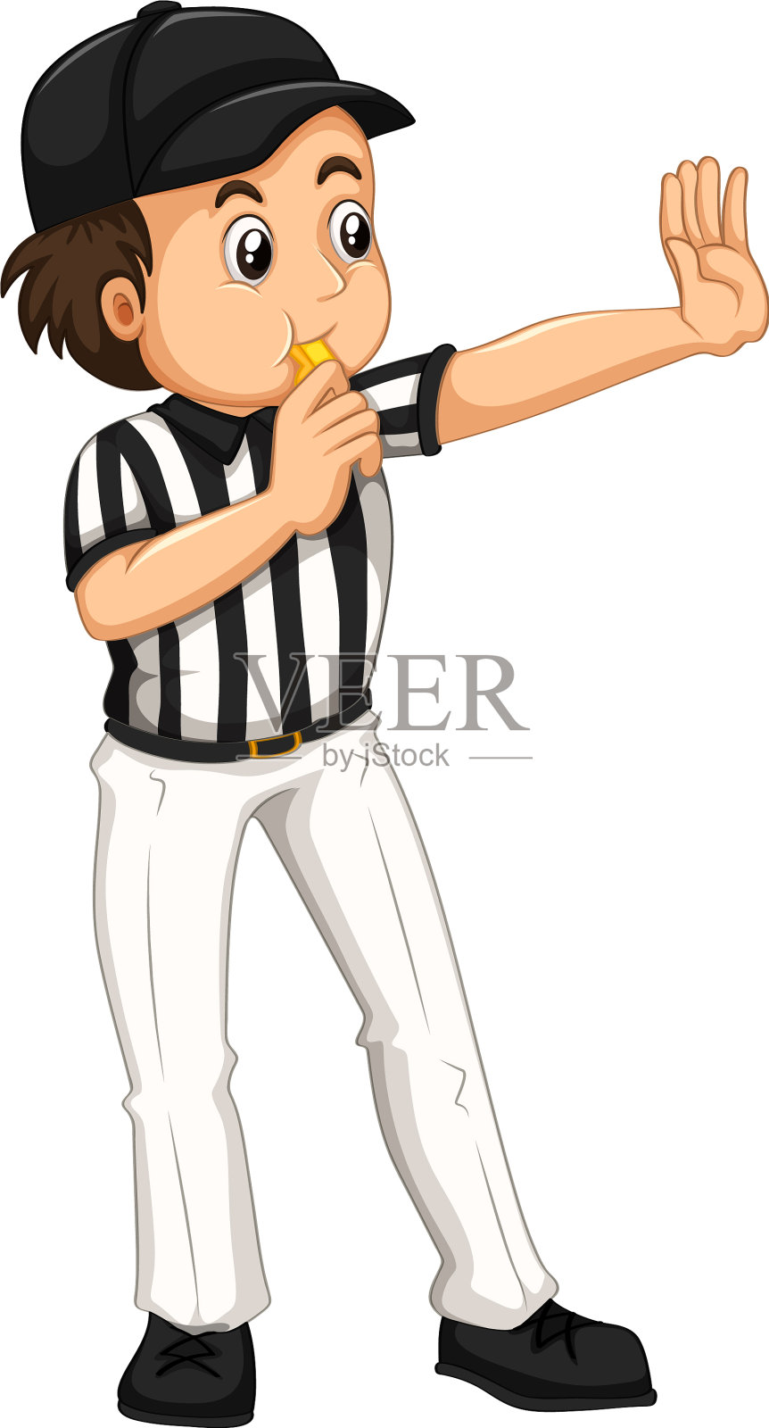 穿着条纹制服的裁判吹哨设计元素图片